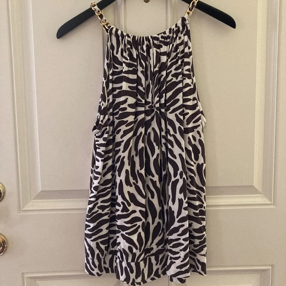 FINAL SALE! Michael Kors Animal Print Top/Chain/Brown/White/L/NEW/PRICE FIRM!